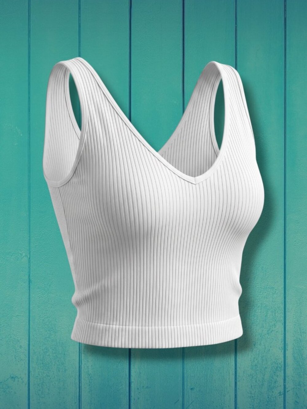 Intimately Free People White Ribbed Wide Strap V-Neck Crop Tank XS